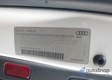 2019 Audi A5 45 Premium from USA, damaged, VIN WAUENCF59KA097799